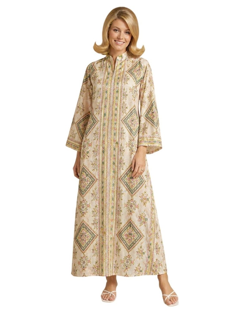 Vintage Mod Novelty Print Nyon Lounge Hostess Gown