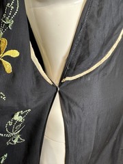 Vintage 1960’s Black Embroidered Silk Robe Housecoat Yellow Floral Vietnam