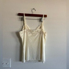 Vintage shadow line cream color slip lace top size L