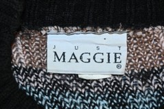 vintage 80s GEOMETRIC STRIPED BROWN KNIT MOCK NECK SWEATER WOMEN’S MEDIUM M