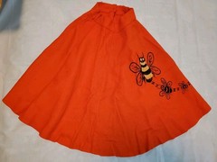 Vintage 70s Womens Juniors Homemade Handmade Orange Bumble Bee Skirt 22″ Waist