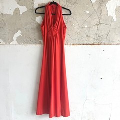 Vintage 70s Halter Maxi Dress Disco Gown d*lang Fashions Boho Glam Retro 1970s