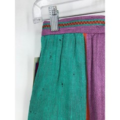 VTG 80s Prophecy Midi Skirt Womens XS Multicolor Purple Green Red Linen Blend