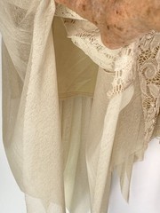 Casadei 90’s Lace Mesh Midi Skirt Sz L Beige Cream Asymmetrical Fairy Boho Retro