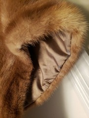 Feuer Furs Chicago Custom Mink Fur Caplet Wrap Shawl Jacket with Satin Cherries