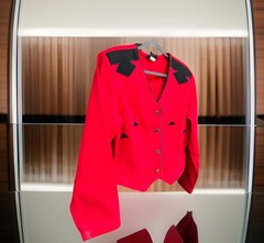 VTG ROUGHRIDER By Circle T Cropped Western Jacket Women XL Red Denim.Rodeo