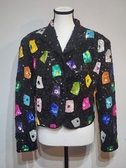 Vtg 80s Women’s Just Fabulous Silk Sequin Blazer Jacket Size S Statement Piece