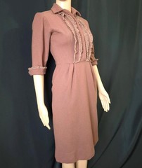 GAY GIBSON vintage 1940s 50s WOOL & LACE SHIRT WAIST DAY DRESS 25 inch waist