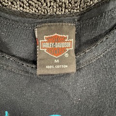 Vintage Harley Davidson Long Sleeve Shirt Womens M Black Teal York PA 1998