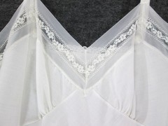 Vintage Deena Sz 36 6 Off White Cream Lace Trim Full Slip Nightgown Dress Dainty