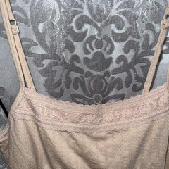 Y2K Mudd Sleep Cami Tank Top Tan Medium VTG 2000s Shelf Bra Tank Strappy Basic