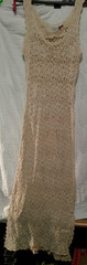 Vintage 90s Newport News Ivory Cream Lace / Crochet Full Length Dress Mediium