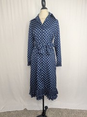 Vintage 60s Victor Costa Dress Medium Blue Polka Dot