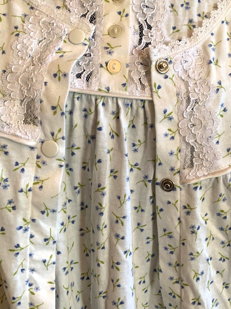 Vtg Sears Fundamentals Floral 100% Cotton Knit Sleeveless Gown & Robe Set – Sz M