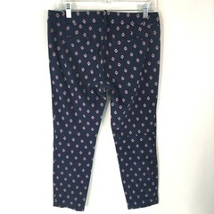 VTG J Crew Womens Mid Rise Casual Flat Front Floral Navy Blue Capri Pants Size 8