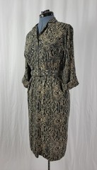 Vintage Taurus II Brown & Black Snakeskin Print Dress & Matching Belt Size 10