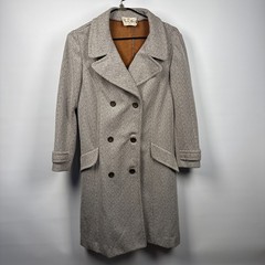 60s Mod Brown Houndstooth Trench Coat Butte Knit Lightweight Cottage core