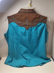 Vintage Panhandle Slim Retro Top, Woman’s Xl, Blue, Snap, Polyester Blend