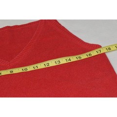 Vintage Knit Tank Top White Stag Size M 90s Red Ramie Cotton Stretch V-Neck