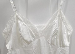 Vintage Vanity Fair White 36 Full Slip Nightgown 1950’s Nylon Machine Washable