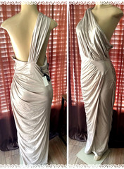 JLUXLABEL GOLD SHIMMER Grecian-Inspired One Shoulder Draped NWTS SZ XL ma