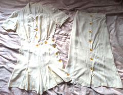 Vintage 1940s Silky Rayon Playsuit Skirt Romper Set Old Hollywood Sportswear