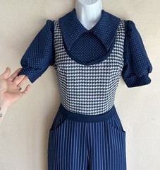 Vintage 1970s Jerell Of Texas Jumpsuit S Wide Leg Palazzo Mod Preppy Disco Retro