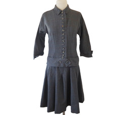 vtg BEN REIG drop waist wool dress fits M Glen Plaid