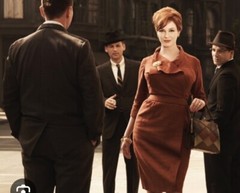 1960s Mad Men Brown Copper Knubby Maggi Stover Dress 34B