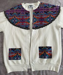 Vintage 90s Womens Large Lee Southwestern Aztec Cardigan Sweatshirt Jacket White