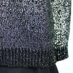 Sparkly Silver Black Sweater 3X XXXL Vintage 80s Bedford Fair Plus Size Shiny