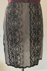 Vtg 60s VAN RAALTE Sz S Nylon 1/2 Slip Light Grey Black Floral Lace Mesh Overlay