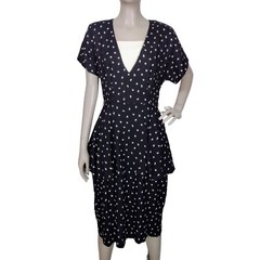 80s Vintage David Benjamin Monochrome Dolman Peplum Wiggle Dress Size S/M