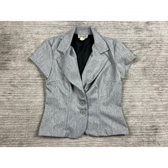 Ecru Blazer Top Womens Large Gray Short Sleeve Button Front Vintage Made in USA
