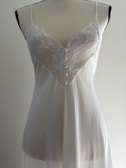 VTG 70s Barbizon White Lace Maxi Nightgown Slip S Fairy Whimsi Feminine Bridal