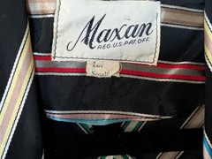 Vtg 1940s MAXAN Ribbon Stripe Multi-Colored Taffeta Hostess Dress Wrap Belt ~ S