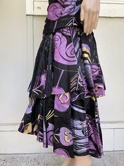 Vtg 80s Studibaker Hawk Purple And Black Tiered Screen Print Ballgown Dress M