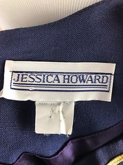 Jessica Howard Vintage Blue Gold Trim Stars Fourth Of July Shift Dress Size 14