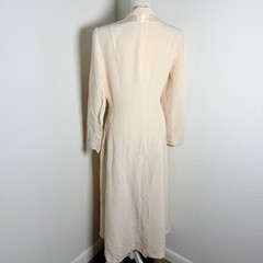 Design Todays Duster Coat Womens S Champagne Satin Trim Vintage 90s Made in USA