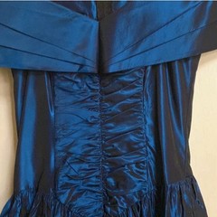 Vintage 80s Gunne Sax Moody Blue Taffeta Tulle Lined Party Dress SZ 9