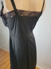 Vintage Charmode Tricot Nylon Black Full Slip Pleat/lace Det. Size 40 Tall