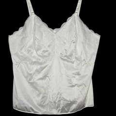 VTG Dixie Belle White Lace Camisole Tank Top 44 3X Nylon Satin Lingerie