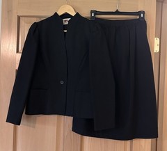 Vintage 80s Russ Togs RT II Black Skirt Suit Set ILGWU Union Made XS 5/6