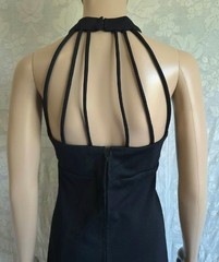 BOHO MODERN Vintage 70s LBD Halter Neck Cage Back Empire Waist MAXI DRESS – S/M