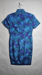 Vintage Oriental Women Chest Size 34 Inches Short Sleeve Blue Dress