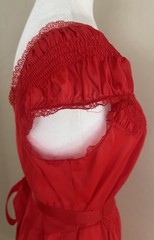 Vintage 50s Artemis Ruched Lace Nightgown Siren Red SZ 38 Med Belted Cap Sleeve
