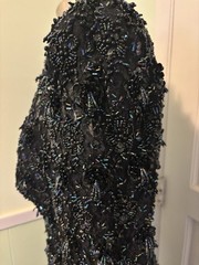 Vintage Oleg Cassini Black Tie Beaded Illusion Gown W/Trumpet Skirt. Size 6 EUC