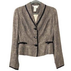 VTG Y2K Max Studio Linen Tweed Nipped Waist Shawl Collar Victorian Jacket Sz 2/4