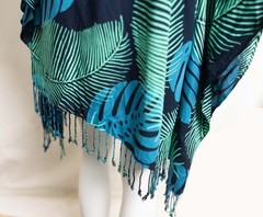 Caribelle Batik Vintage Mumu or Caftan 100 % Rayon Fringe