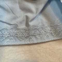 Vintage 90s Tia Designs Blue Striped Embroidered Butterfly Daisy Lace Shirt L